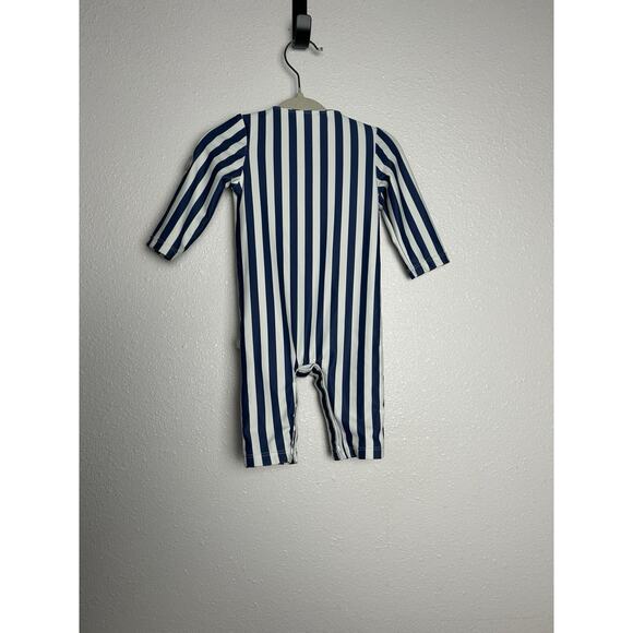 Baby Mori Navy Stripe One-Piece Rashguard Beach Summer Size 0-3 Months - Picture 4 of 4